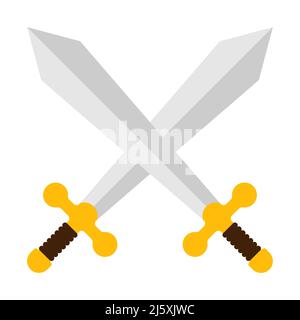 Pair of crossed knight swords. Tournament, the beginning of medieval duel. Vector in flat style isolated on white background Stock Vector
