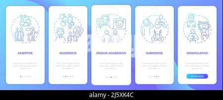 Communication patterns blue gradient onboarding mobile app screen Stock Vector