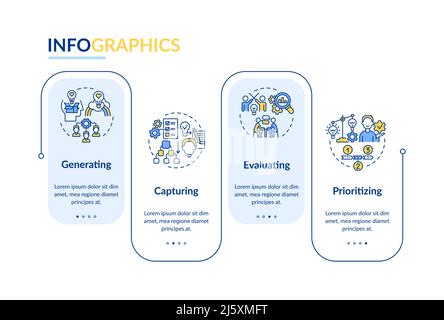 Innovation management phases rectangle infographic template Stock Vector