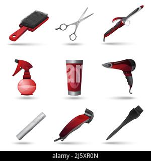 Hairdresser and beauty salon decorative icons set isolated vector illustration Stock Vector