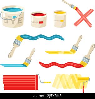 Paint brushes and paint buckets Stock Vector Image & Art - Alamy
