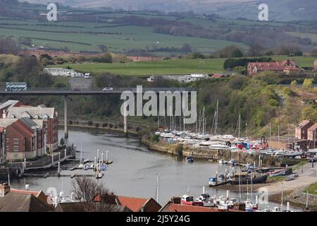 WHITBY, ENGLAND. April 25th 2022. a general view of Whitby is seen during Whitby goth weekend. Stock Photo
