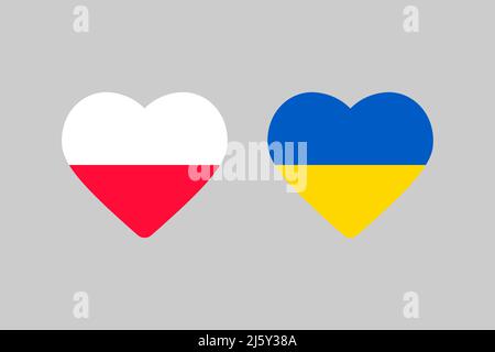 Poland and Ukraine heart flag Stock Vector