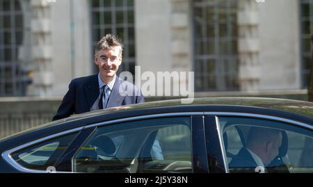 London, UK. 26th Apr, 2022. Jacob Rees-Mogg MP, Minister of State for Brexit Opportunities and Government Efficiency, leaves the cabinet office at 70 Whitehall London UK, Credit: Ian Davidson/Alamy Live News Stock Photo