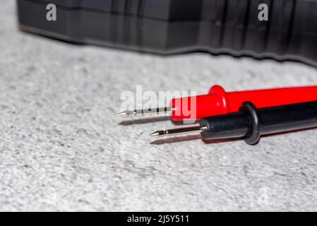 close-up of digital Multimeter probes Stock Photo