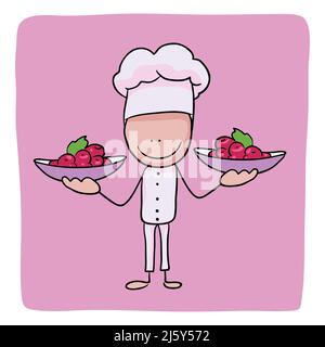 Chef with fruits clip art vector illustration Stock Vector