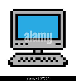 Computer pixel icon simple design Stock Vector