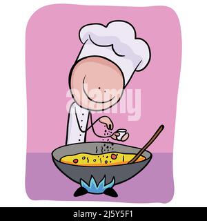 Chef making  tasty food clip art vector illustration Stock Vector
