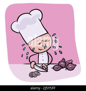 Chef Cutting onion vector illustration Stock Vector