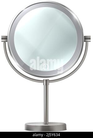 3d realistic vector icon. Fashion table beauty make up mirror. Stock Vector