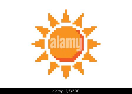 Pixel sun icon simple design Stock Vector