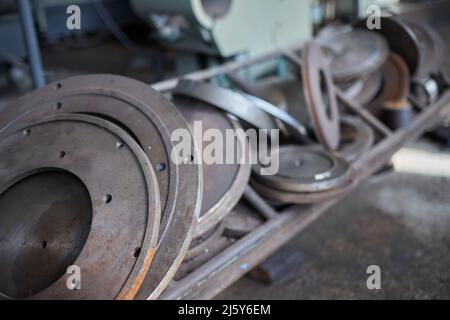 Industrial background from part of valves for power, oil or gas industry Stock Photo