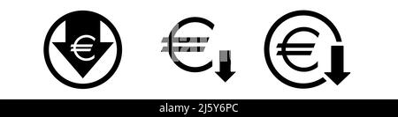 Euro down sign icon set Stock Vector