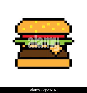 Burger pixel icon simple design Stock Vector