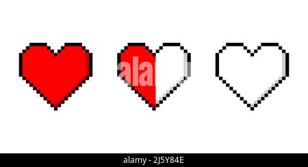 Heart pixel icon set simple design Stock Vector