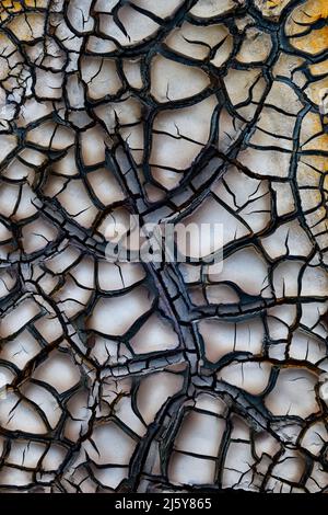 Full frame abstract creative background of dry earth textures with cracks and various dark stains Stock Photo