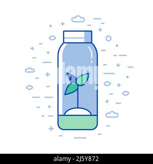 Growing Sprout with Leaves Line Art Icon Stock Vector