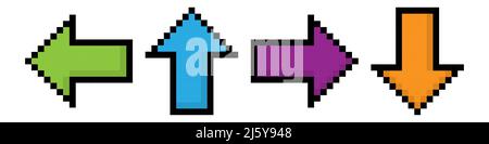 Arrow pixel icon set simple design Stock Vector