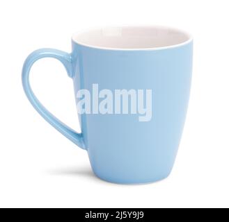 Ceramic Blue Mug Cut Out on White. Stock Photo