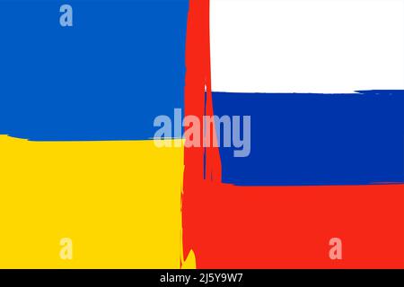 Ukraine and Russia flags background Stock Vector