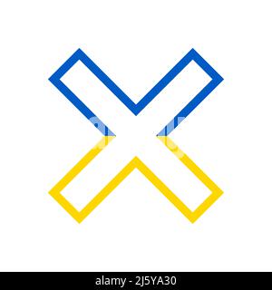 Cross in Ukraine colours. No war, stop war icon Stock Vector