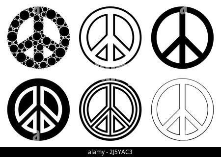 Set of different peace signs isolated on white Stock Photo