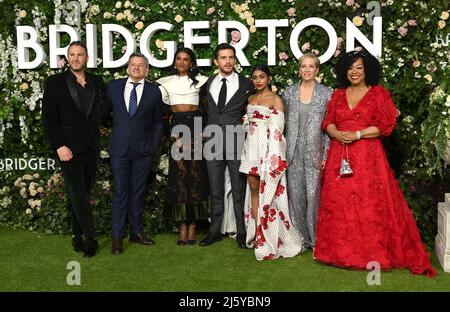 Chris Van Dusen, Ted Sarandos, Simone Ashley, Jonathan Bailey, Betsy ...