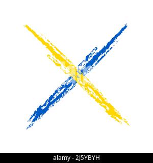 Cross in Ukraine colours. No war, stop war icon Stock Vector
