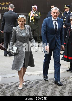 Photo Must Be Credited ©Alpha Press 079965 29/03/2022 Custodian of the Romanian Crown Princess Margareta and Prince Radu of Romania at Service of Thanksgiving for HRH The Prince Philip Duke of Edinburgh held at Westminster Abbey in London. Stock Photo