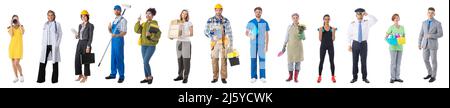 Group of professional workers of different professions isolated on white background, full length portraits, design element Stock Photo