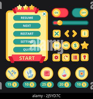 Medieval video game mobile application user interface template vector illustration Stock Vector