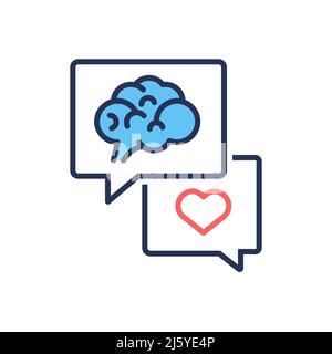 Mind and feelings - vector line design single isolated icon Stock Vector