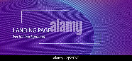 Dark purple, glowing blue modern landing page. Banner background with pink particles. Spotted pattern, dotted curved lines. Abstract template. EPS10 Stock Vector