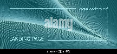 Bright turquoise green pattern of dotted lines. Futuristic landing page, brochure, banner template. Abstract spotted curves. Tech background. EPS10 Stock Vector
