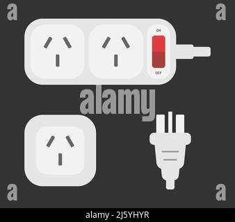 power outlet plug chinese type i power strip extender vector flat illustration Stock Vector