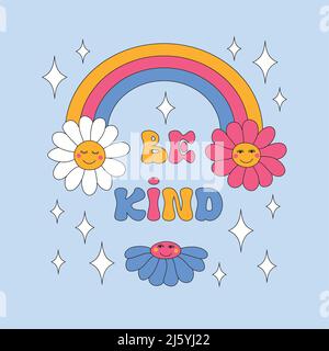 Retro daisies and sparkles on light background. Stock Vector