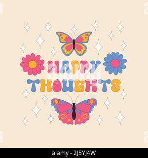 Retro daisies and sparkles on light background. Stock Vector