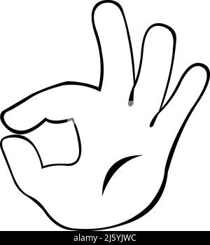 Vector illustration of a hand making an ok or perfect gesture, drawn in black and white Stock Vector