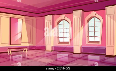 Vector artwork of a hall in a castle in cartoon style Stock Vector ...