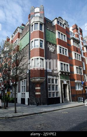 London, UK - March 21, 2022: View of the historic T J Boulting building built in 1903 on Riding House Street in Fitzrovia, Central London.  The compan Stock Photo