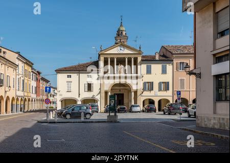 Piazza Garibaldi square, historic center of Soragna, Parma, Italy, on a sunny day Stock Photo