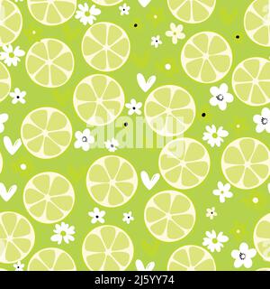 Summer illustration with oranges and lemons. Seamlees pattern with colorful fruits on color background. Food concept. Template design for invitation Stock Vector