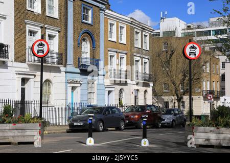 Low Traffic Zone on Mornington Street, in Camden Town, north London, UK Stock Photo