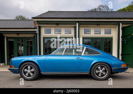 1971 Porsche 911 S 2.2 ‘443 KOR’ on display at the April Scramble held at the Bicester Heritage Centre on the 23rd April 2022 Stock Photo