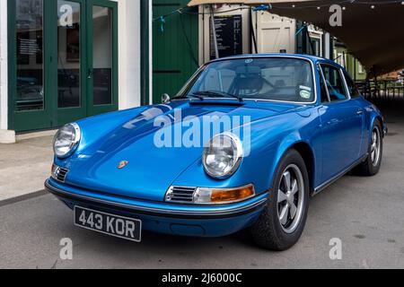 1971 Porsche 911 S 2.2 ‘443 KOR’ on display at the April Scramble held at the Bicester Heritage Centre on the 23rd April 2022 Stock Photo