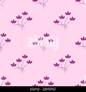 Beautiful abstract flowers isolated on pink background is in Seamless pattern - vector illustration Stock Vector