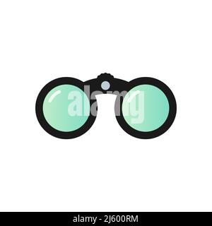 Binoculars icon. Front view. Concept of exploration, observation, research. Vector illustration, flat design Stock Vector
