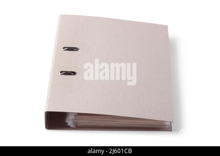 Accounting folder-registrar with documents close-up isolated on white Stock Photo