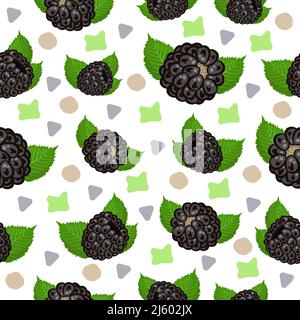 Blackberry pattern with colorful abstract spots, colorful seamless pattern Stock Vector