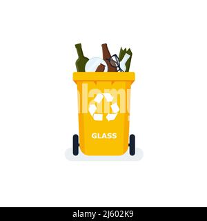 Free Vector  Set of separation garbage bins in cartoon style. trash types  segregation recycling concept.